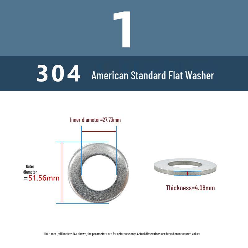 Yigu American 304 Stainless Steel Enlarged Thickened Washer 7/8" Hardware Screw Flat Round Piece