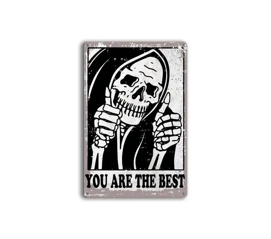 Anime Skeleton Wall Painting Vintage Metal Poster Board Modern Aesthetics Home Decoration Tin Sign Bar Garage Decor Plate Sign
