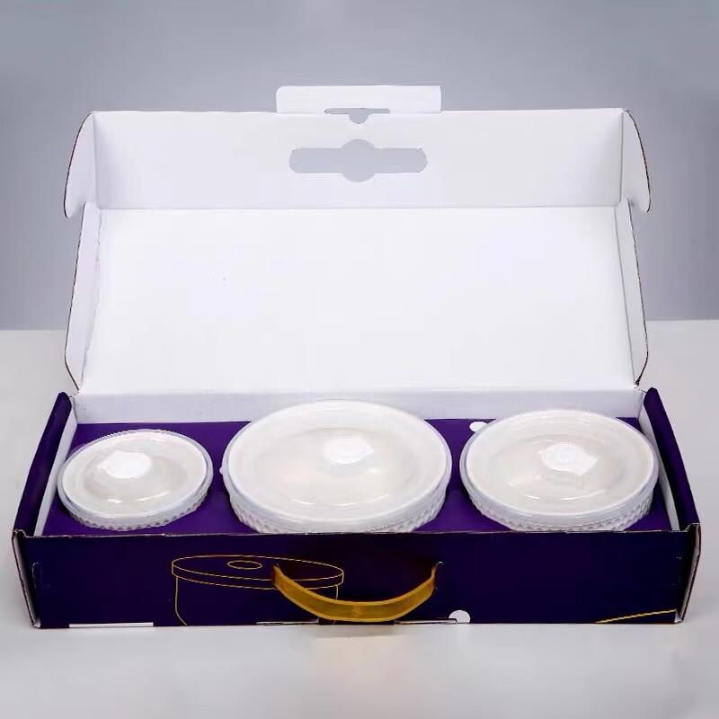 Shan Chong Shan Japanese Embossed White Porcelain Food Storage Bowl Set (3-Piece)