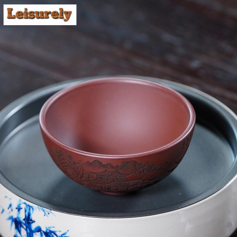140ml Yixing Lila Ton Landschaft Teetasse Japanische Teeschale Niedliche Tasse Teeverkostung Persönliche Tasse Jianzhan Meistertassen Geschirr