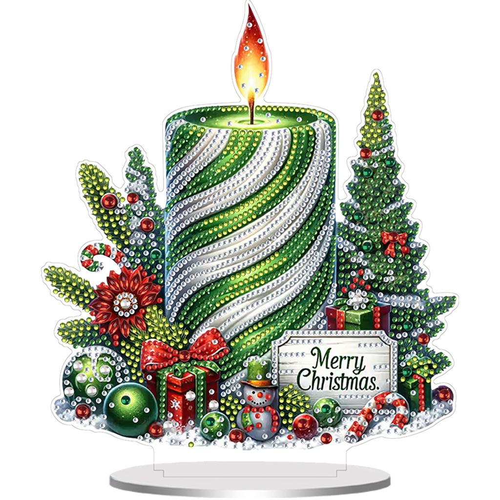 2D Flat Christmas DIY Diamond Painting Desktop Ornaments Kit Diamond Painting Desktop Decorations for Home Office Desktop Decor