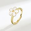 Enamel Daisy Flower Plant Anxiety Knuckle Ring For Women Golden Metal Copper Rotate Freely Ring Fidget Spinner Anillo Ajustable