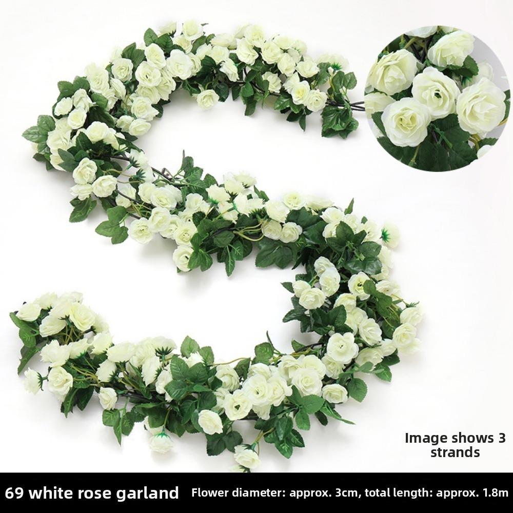 16/69Heads Artificial Rose Vine Plastic Silk Fake Plants Leaves Home Decoration