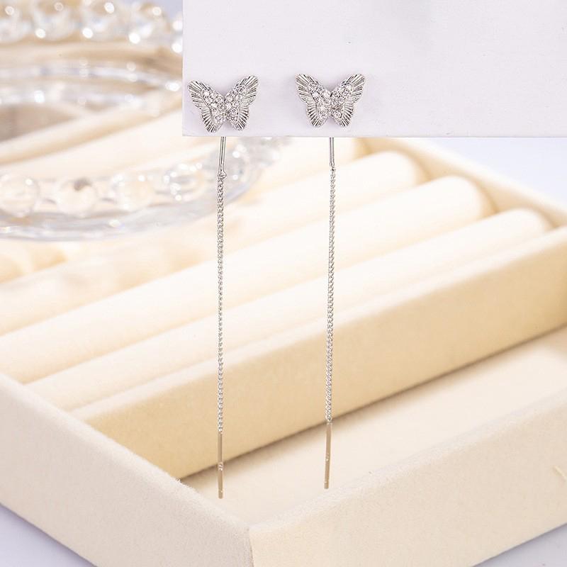 

ANENJERY Длинные серьги с кисточками в виде бабочек для женщин Ins Personality Delicate New Trend Свадебные украшения Подарки Оптовая продажа серебряный