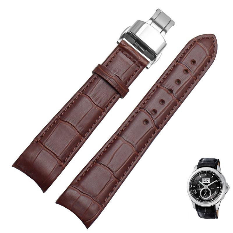 Curved End Men's Watchband for Citizen BL9002-37 05A BT0001-12E 01A Watchstrap Genuine Leather with Butterfly Buckle 20 21 22mm