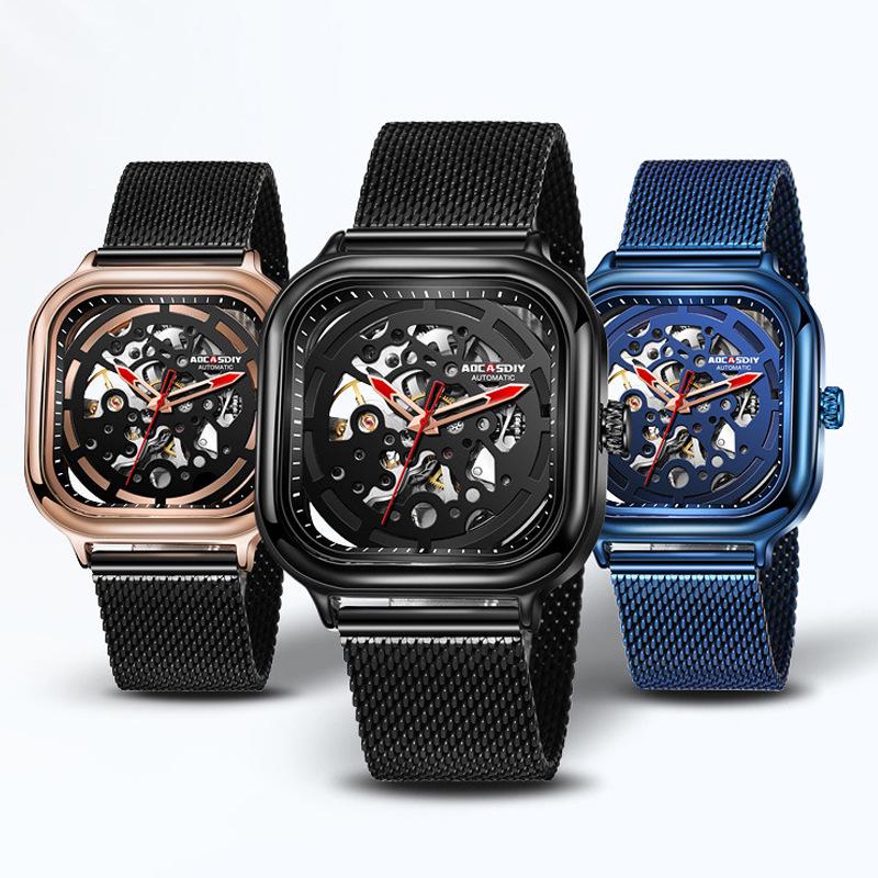 Herren Echte Wasserdichte Automatische Mechanische Quadratische Uhr - Trendig, TikTok Favorit