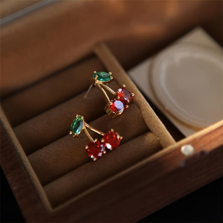 1 Pair of Early Summer New Arrival Red Cherry Stud Earrings - Charming Influencer Style Versatile Women's Fashion Ear Accessories for