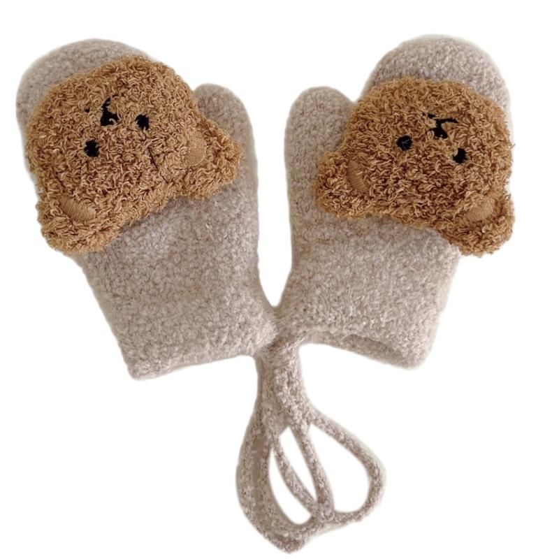 Futrzane Rękawiczki Rękawice Zimowe dla Malucha Dziewczęce Chłopięce Pogrubione Przytulne Ocieplacze na Ręce Wiatroodporne Rękawice Unisex Rękawice z Polaru Koralowego