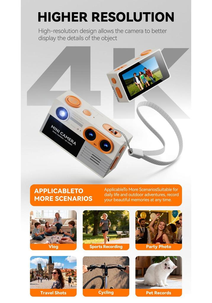 G9 Mini Dual Lens 4K HD Student Pocket Camcorder for Children.