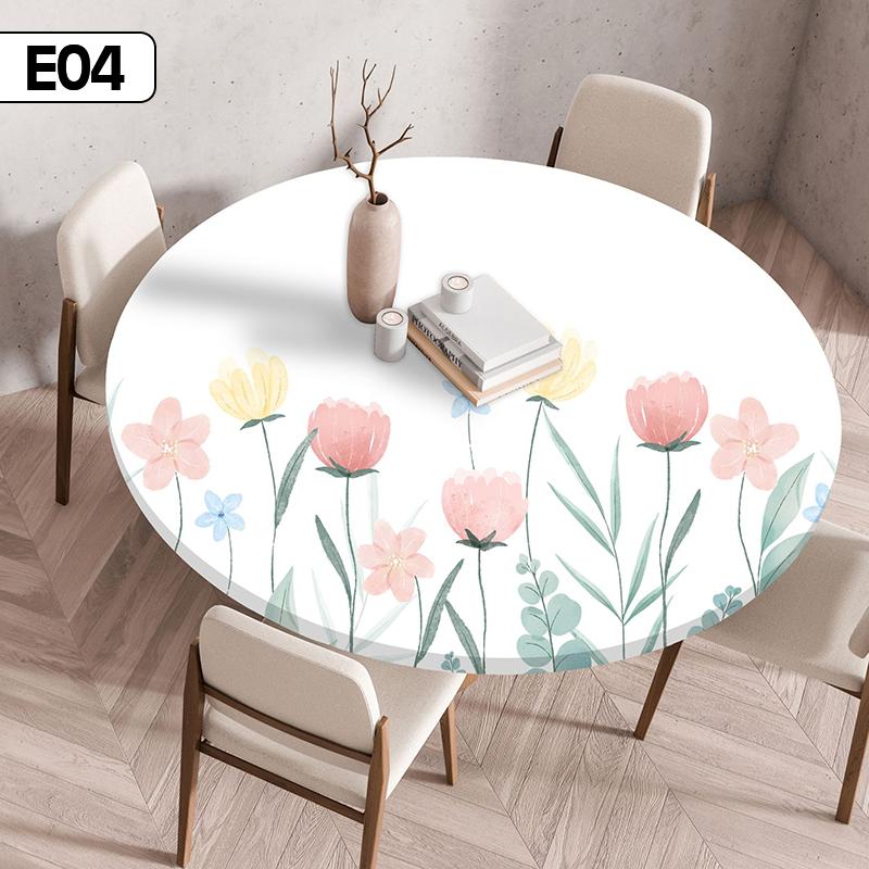 60/90/100/120Cm Round Table Cover Waterproof Oil-Proof Tablecloth Elastic Kitchen Dining Wedding Party Table Cover Home Decor