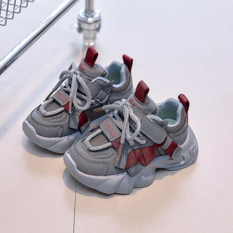 Girls' sneakers2026New Autumn Boys' Leather Casual Dad Shoes for Older Children and Students with Soft Soles for Running