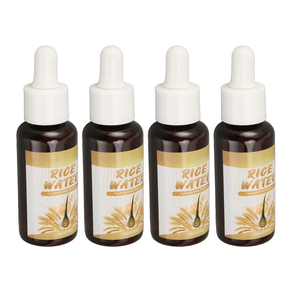 4pcs Rice Water Hair Growth Serum Reduce Split End Follicle Care Moisturizing Nourishing Hair Regrowth Serum 30ml