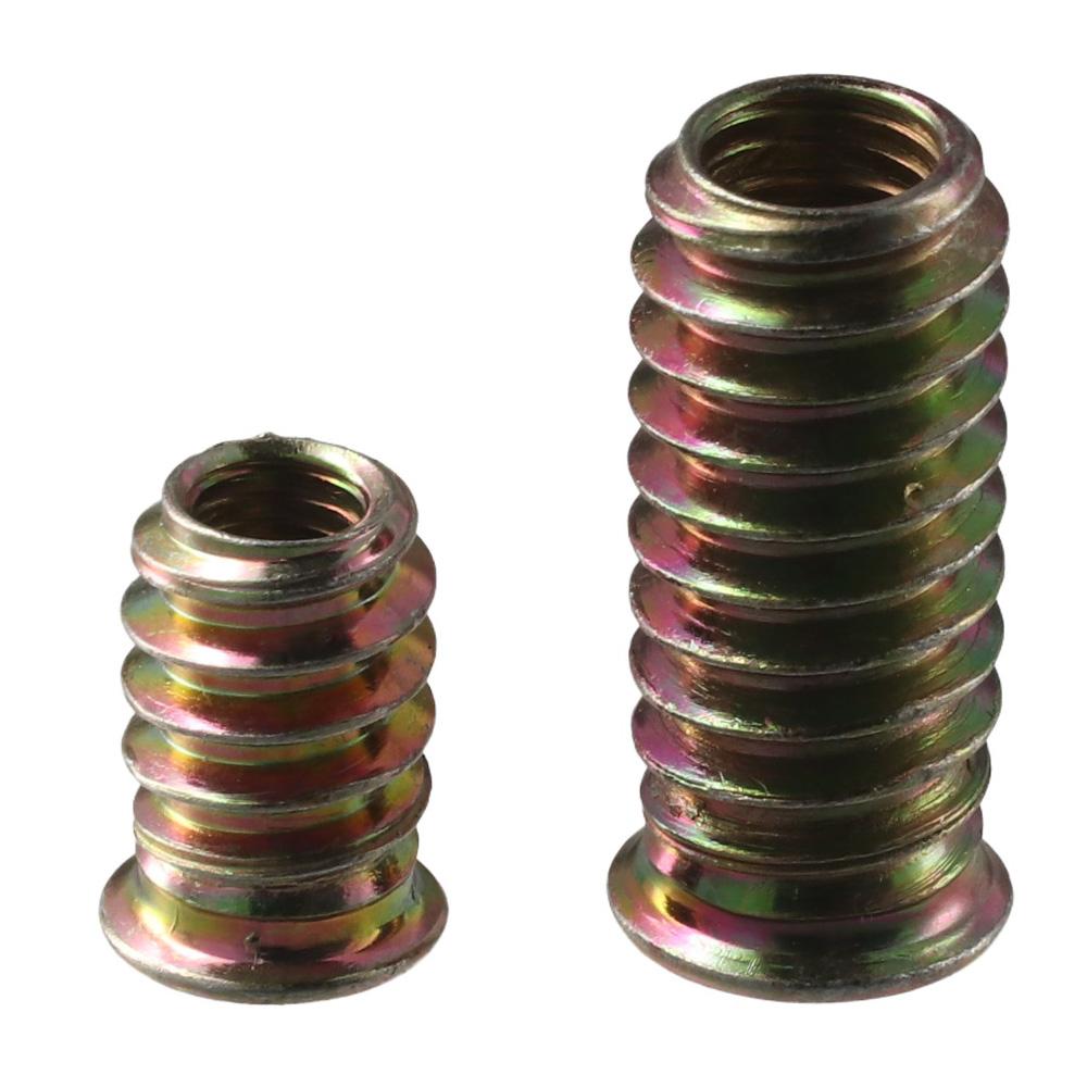 20Pcs Carbon Steel Wood Furniture Screw-in Nut M6 M8 M10 Hex Socket Drive Threaded Inserts Nuts
