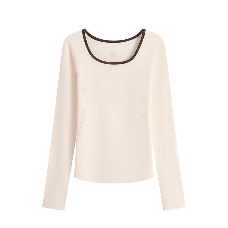 [Горячая позиция] Женский флисовый термотоп: Рубашка с длинным рукавом, базовый слой, осень/зима Triple Extra Large жемчужина белый