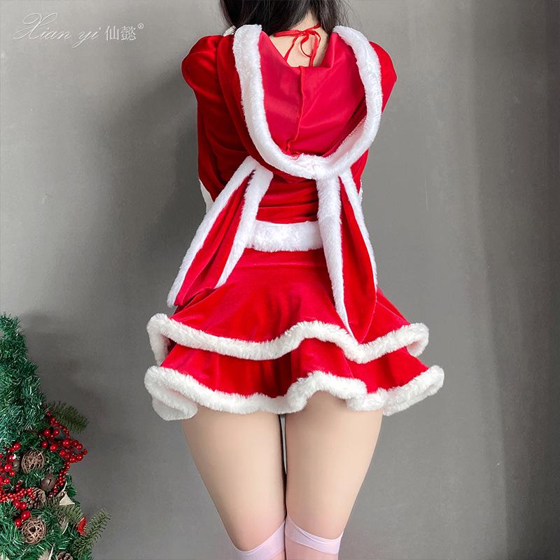 Sex underwear pure desire temptation velvet Christmas dress sexy miniskirt passion free New Year suit