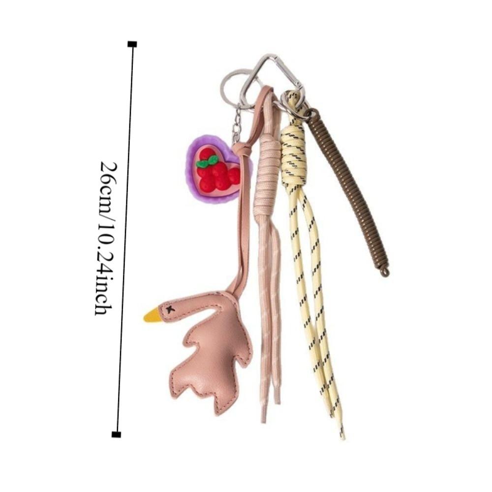 PU Simulation Food Keychain Nylon Rope Leather Roast Duck Pendant Roast Duck Bag Charms  Home Decor