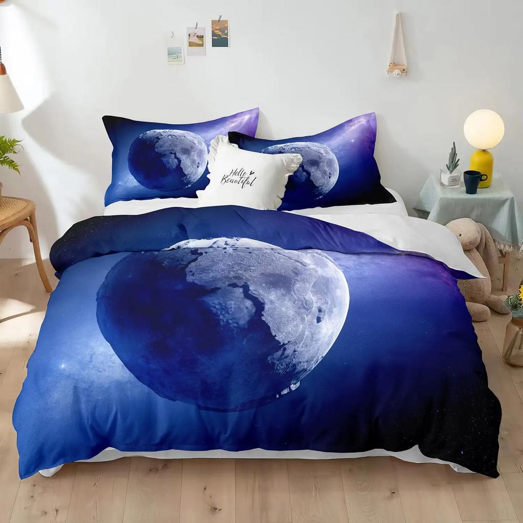 Comforter Huge Earth Planet Theme For Children Boy Girl Teens Mercury Galaxy Space Blue King For Bedroom Decorations Warm Soft