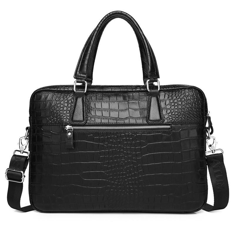 Thin Crocodile Patterned Men s Official Document Cover Layer Cowhide Bag 16 Inch Genuine Leather Computer 39x5x28
