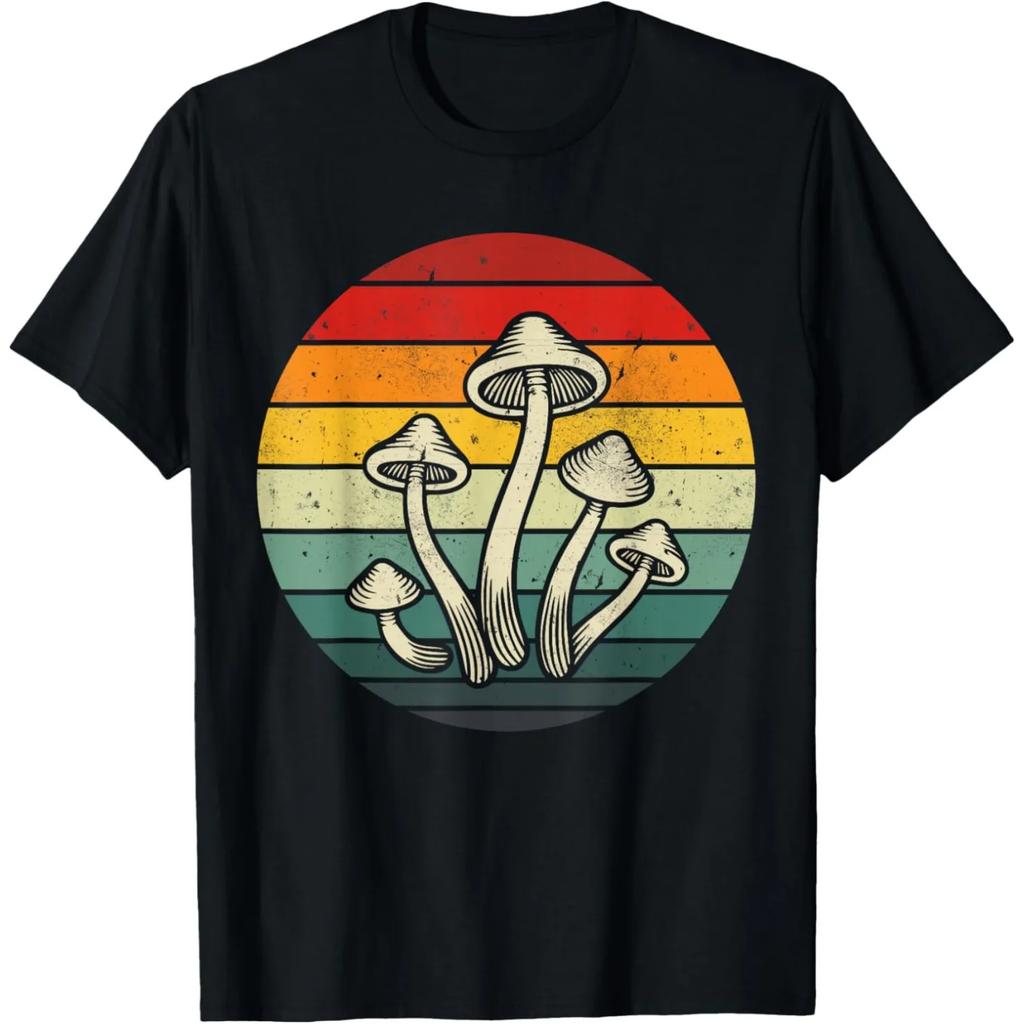 Retro Vintage Mushroom Moon Forest Funny Food T Shirts Men Humor Streetwear Tee Shirt Short Sleeve Unisex Loose Clothing