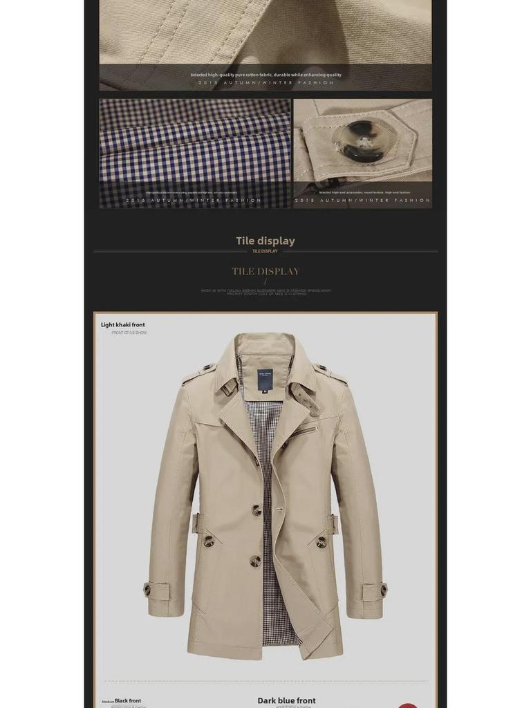 Herren Trendige Frühling Mid-Length Baumwolljacke - Leichter Casual Windbreaker