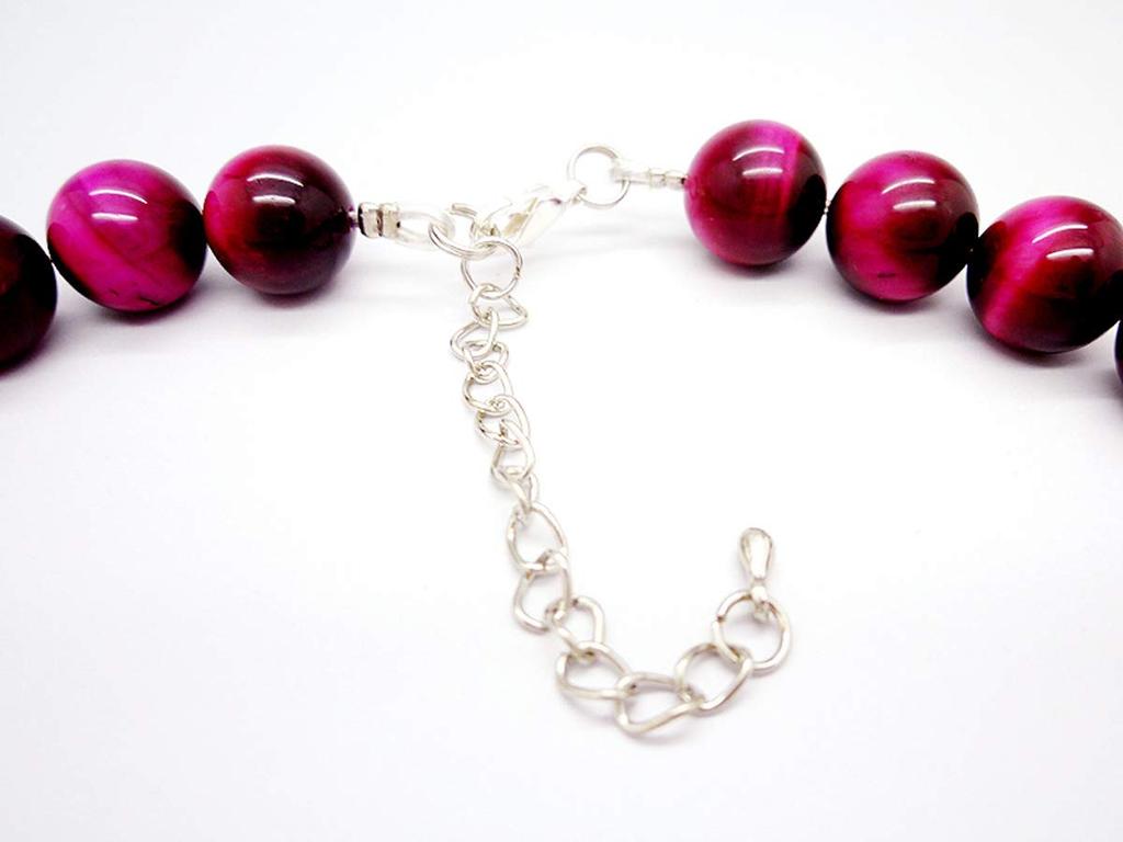 Ishiki 4A Grade Natural Pink Tiger Eye Prayer Bead Necklace 12mm n170