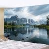 Natural Scenic Mountain Tapestry?- Rainbow Over Snowy Lake Pine Tree Dorm Art