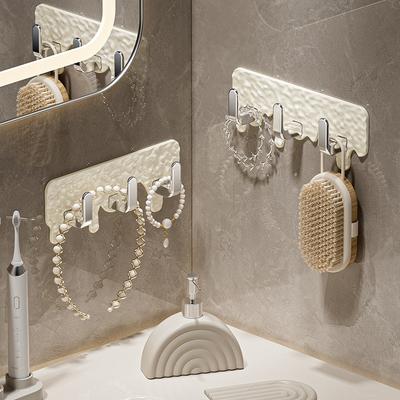 Cream-style Non-drilling Three-link Hook, Strong Seamless Adhesive, Bathroom Wall Coat Hook, Row of Miscellaneous Storage Hook