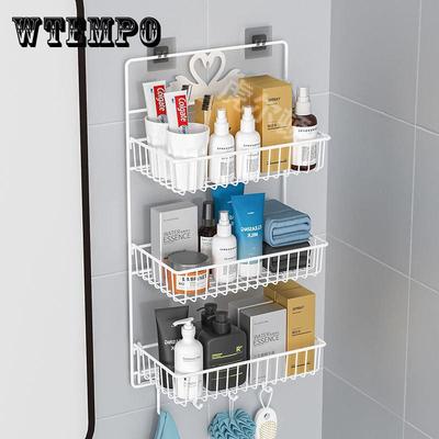 Beyaz Duvara Monte Banyo Rafları Sondaj Olmadan Banyo için Şampuan Sabun Duş Standı Mutfak Depolama Raf Banyo Organizatör