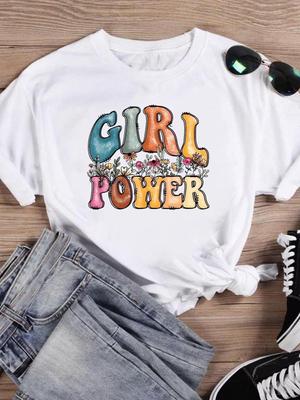(Asiatische Größe) T-Shirt Lässige Mode Damen Oberteil Süße Blume Liebenswert 90er Trend Print Weibliches Lässiges Grafik-T-Shirt Kurzarm T-Shirt