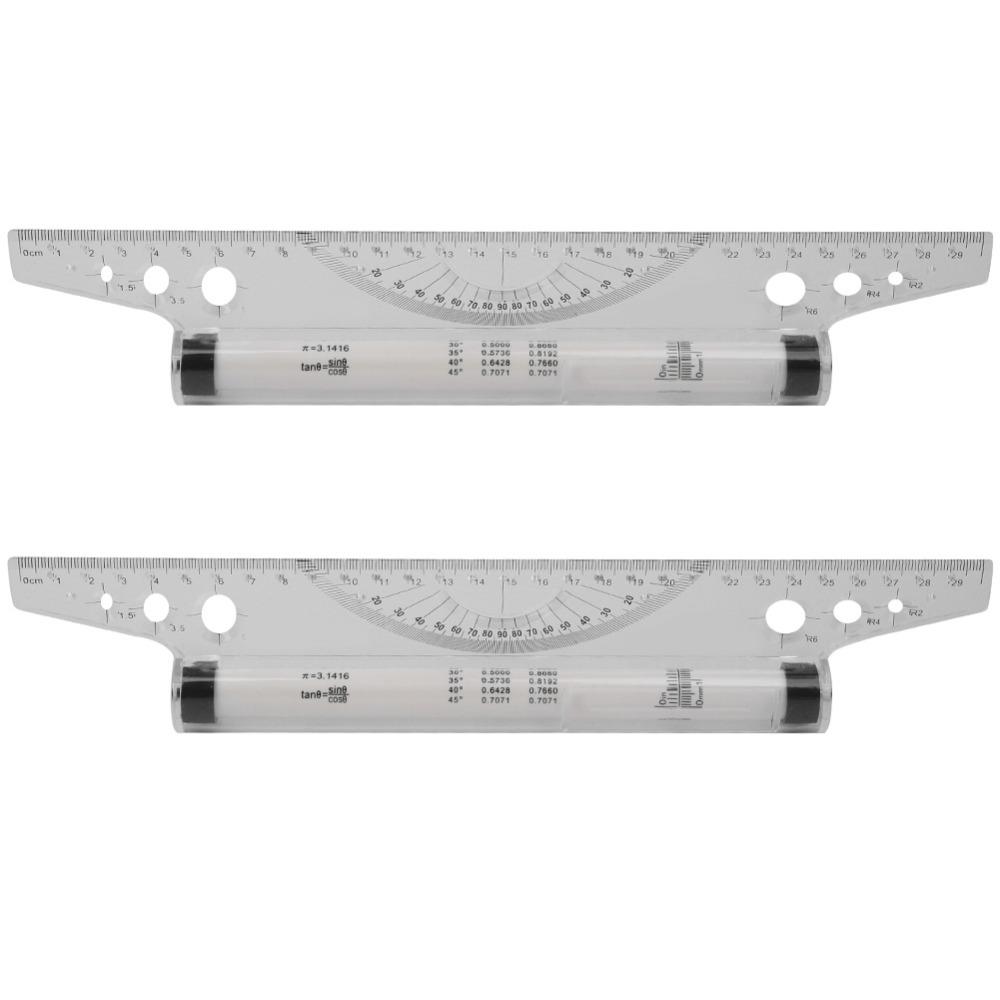 2pcs Transparent Parallel Roll Ruler 30cm Length Angle Ruler Drafting Tool Ruler  Mathematics 30cm