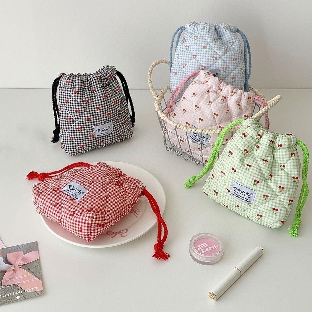 Nouvelle pochette à cordon Cerise Multi-usage Grande capacité Sac de rangement pour maquillage et rouge à lèvres Sac organisateur de voyage