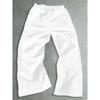 Black Loose Fit Sweatpants for Men, Wide Leg with White Abstract Flame Prints, Drawstring Casual Street Style, Comfortable Trendy