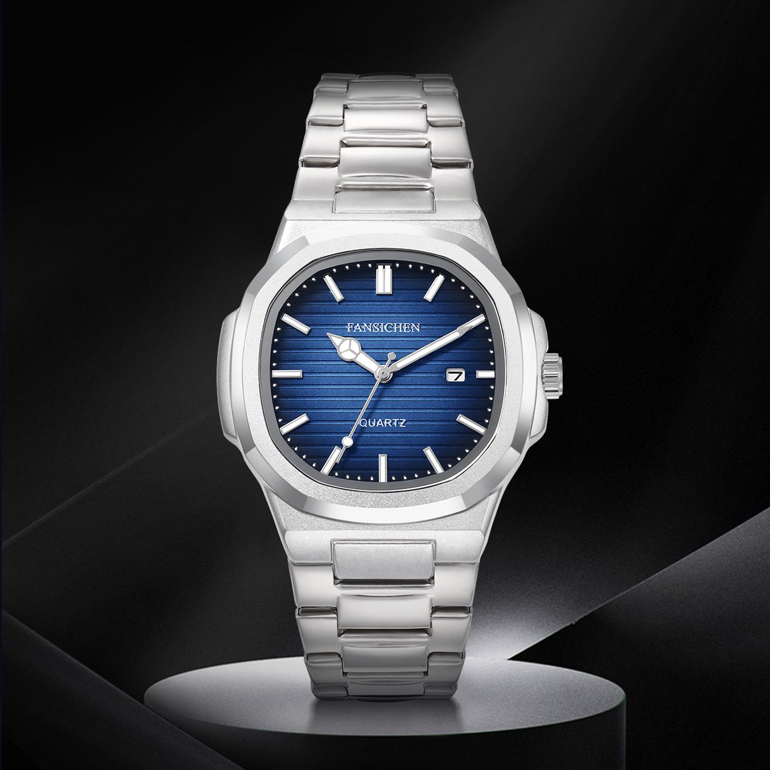 

Мужские водонепроницаемые светящиеся кварцевые бизнес-часы Nautilus темно-синий