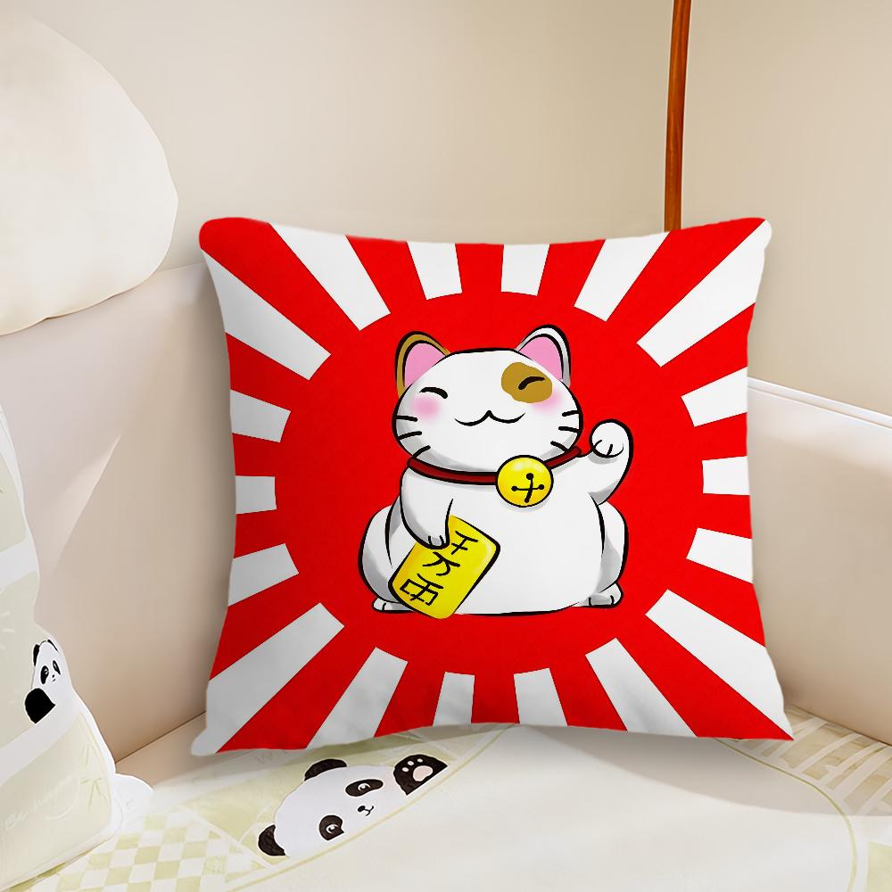 cushion cover Comfortable soft cat Pillow Japanse Case lucky for Sofa Living Room Home office Decor Protective Covers