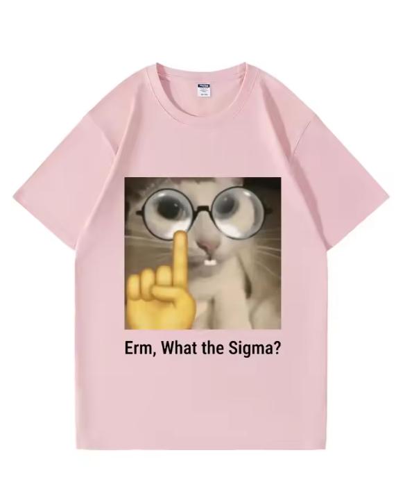 Erm What Sigma Funny Meme TShirt For Unisex Unisex Silly Cat Humor Printed Fashion Tops ONeck
