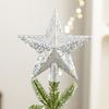 Ny 14 cm Julgransstjärna Plast Flockad Trädtopp Ornament Enfärgad Glänsande Yta Julgranspynt Festdekoration