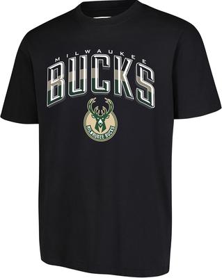 Camiseta Masculina NBA Milwaukee Bucks Arched Plexi Manga Curta, Tamanho G, Preta