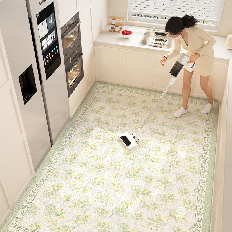 Modern Simple Kitchen Floor Mat PVC Leather Waterproof Oil-proof Carpet Large Floral Anti-fouling Balcony Rugs Tapete De Cozinha