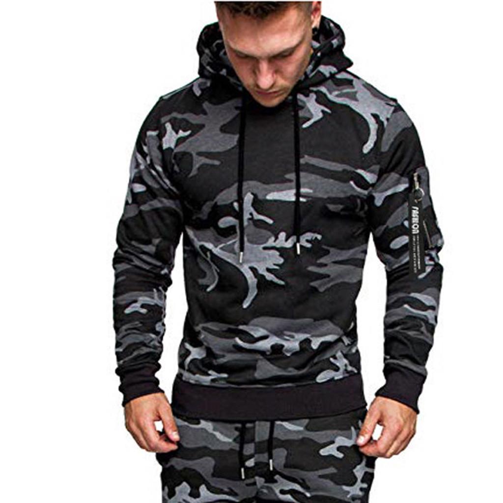 Felpa con Cappuccio da Uomo Nuova Moda Giuntura Zip Stampa Top Tuta Sportiva