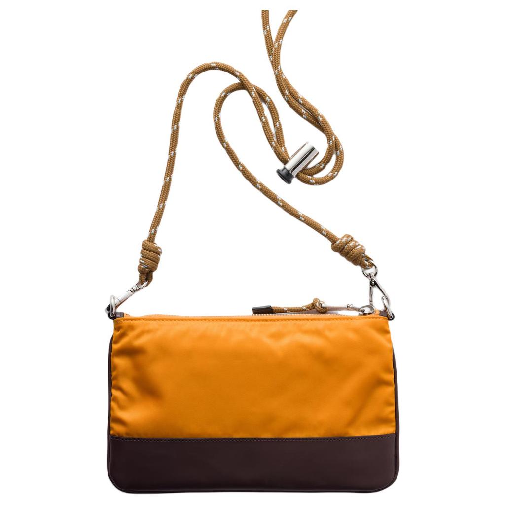 Prada Re-Nylon Speedrock Adjustable Detachable Shoulder Strap Enamel Triangle Metal Logo Fabric Leather Crossbody Bag Men bags Amber 2ZT073-2HE1-F0287