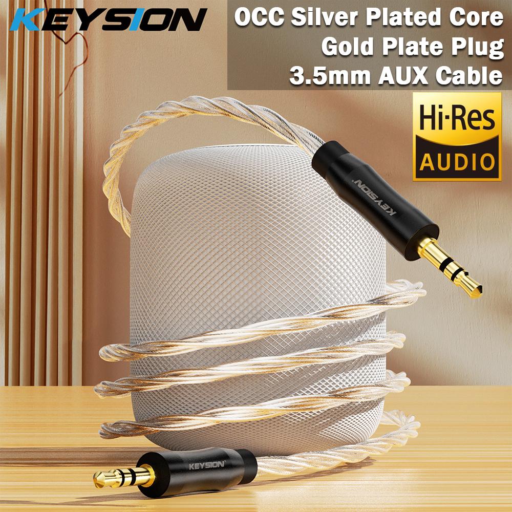 

KEYSION 3.5mm Audio Cable TRS Hi-end OCC Silver-plated HiFi Stereo Jack Male to Male AUX Extension Cord for Headphones Speaker 1.2m