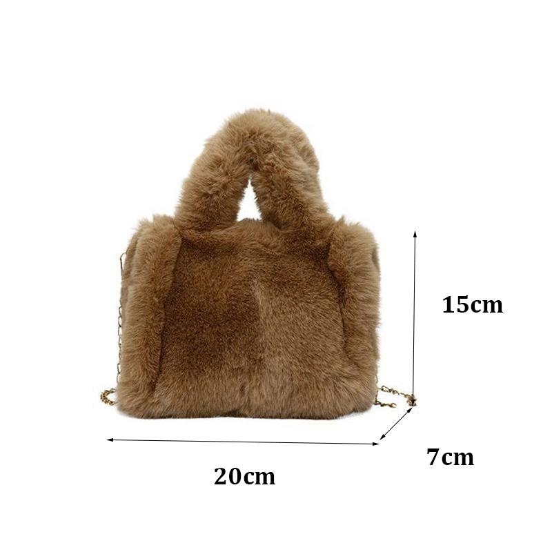 Winter Faux Fur Shopper Tote Bag for Women Plush Handbag Designer Fluffy Wool Shoulder Bag Women Furry Crossbody Messenger Bag KTB