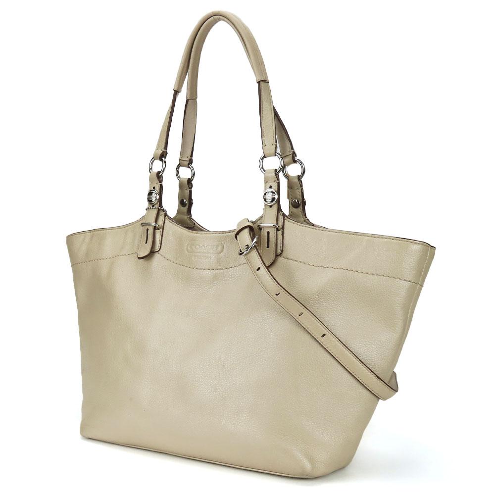 Used COACH Tote Bag F17222 leather Champagne Gold 2WAY