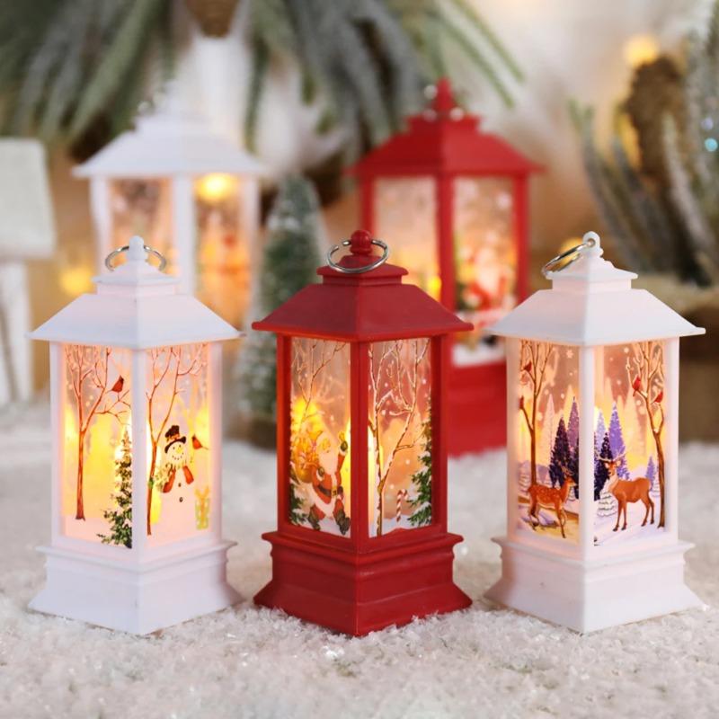 1-4PCS Christmas Santa Lantern Wind Lights Elk Snowman Decorations Night Lights Desktop Merry Christmas Decoration for Home