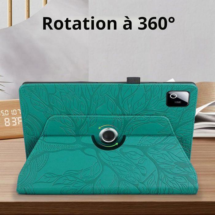 Case + Tempered Glass for Xiaomi Pad 8 /8 Pro/7/7 Pro/9, Shockproof Rotating Tree Pattern Leather Effect Green