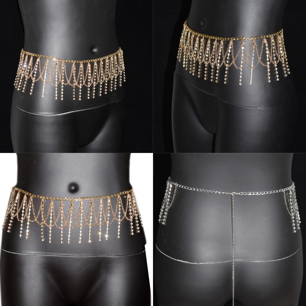 Tassels Waist Chain Elegant Rhinestones Belly Chain Body Jewelry For Stage Performances Prom Night Women Accessories