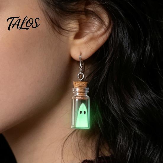 Kreatives Geschenk für sie Leuchtgeister Halskette, Leuchtet im Dunkeln in Flaschenanhänger, Niedliche Hexen Ästhetik Halskette Ohrringe, Gothic Halloween