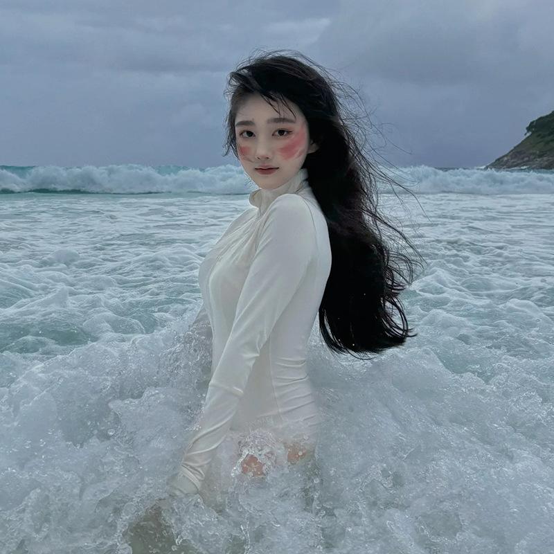 Tail Wave Surfing Turtleneck Swimsuit Women'S Long-Sleeved Trousers Professional Sunscreen Upf50 + One-Piece Quick-Drying Wetsuit Jellyfish Suit