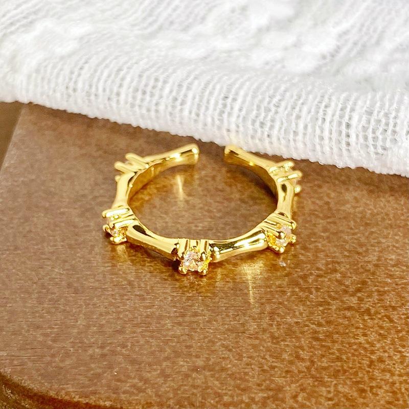 Medieval Vintage Enamel Light Luxury Full Of Diamonds Zircon High-End Sense Opening Ring Niche Ring Woman