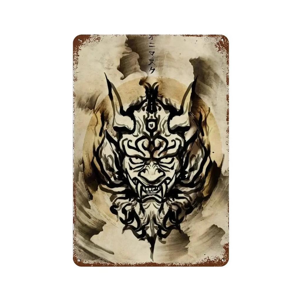 1pc Japanese Samurai Metal Aluminium Signs Wall Art Character Posters Decor Decorating Picture for Bar Living Room 8x12 Inc